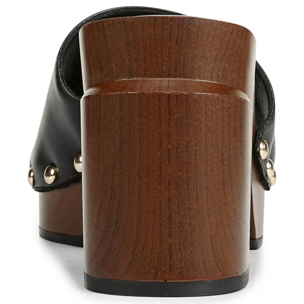 Franco Sarto Capri-Clog Slide Sandals Black Leather 6 - Picture 3 of 8